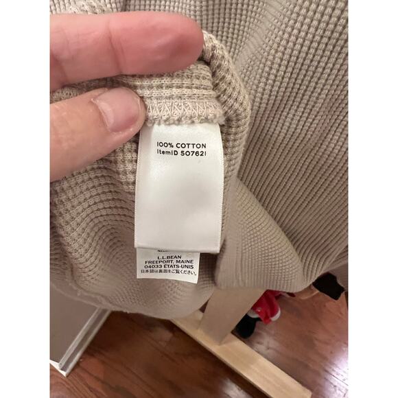 L.L.Bean Signature XXL Waffle Knit Thermal Shirt Navy Tan - Picture 5 of 8